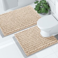 Yimobra Bathroom Rugs Sets 2 Piece,Super Absorbent Bath Mat Set,Light Brown