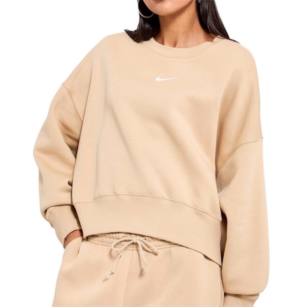 Nike Phoenix Fleece Tan Cropped Crewneck Sweatshirt XS