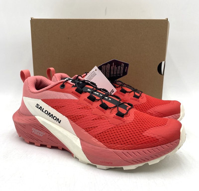 Salomon SENSE RIDE 5 Women's NEW Athletic Shoes Tea Rose/Fiery Red Multiple Size