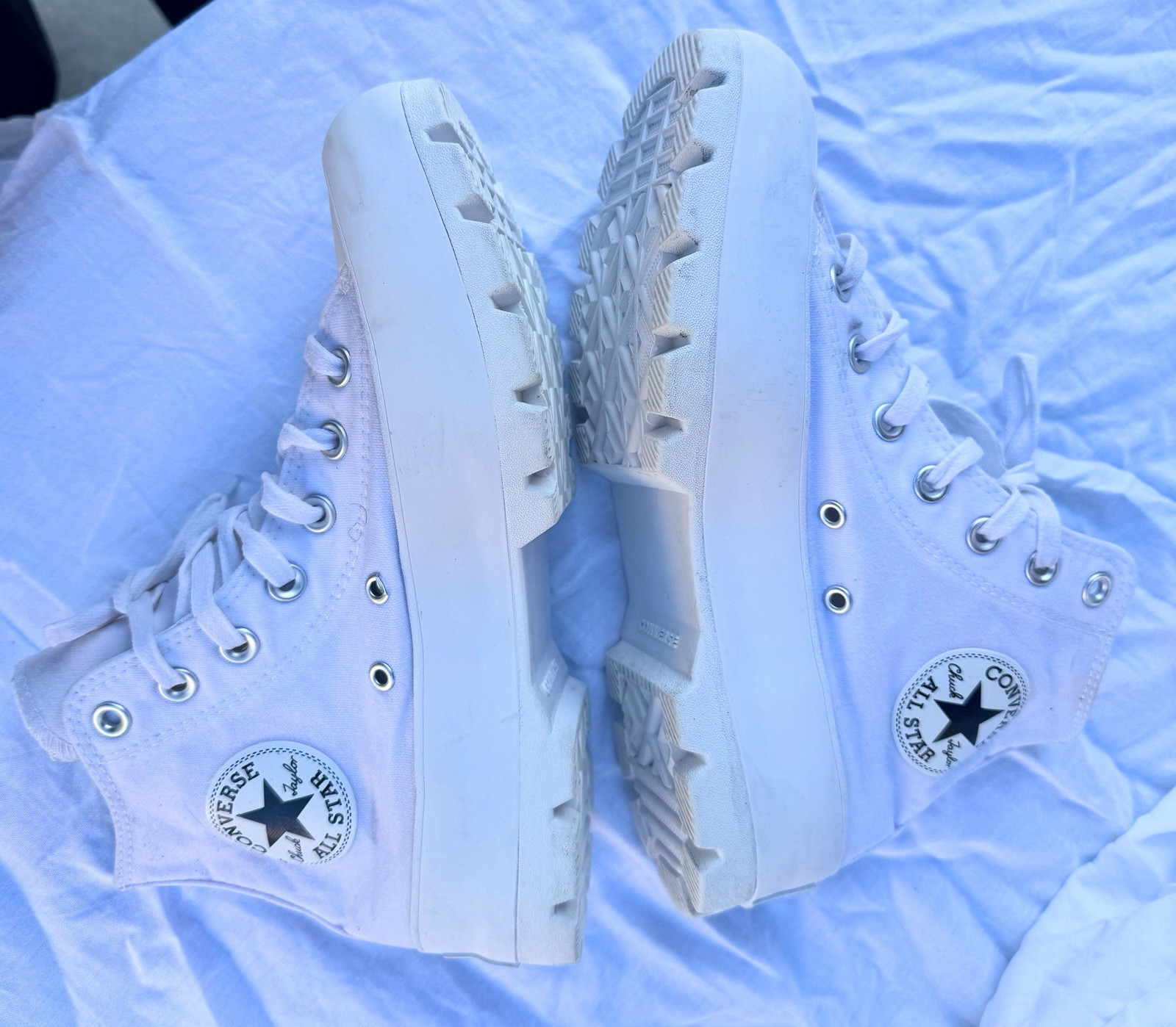 SAOLA Scarpe Converse Chuck Taylor All Star bianche con lacci alti taglia 8 donna