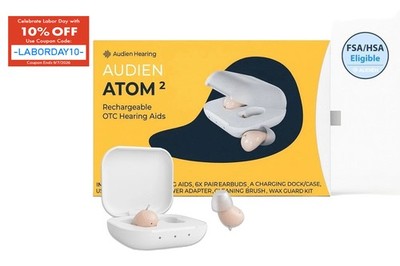 Audien Atom 2 ITE OTC Hearing Aid 4Modes No Prescription Needed Certified Refurb