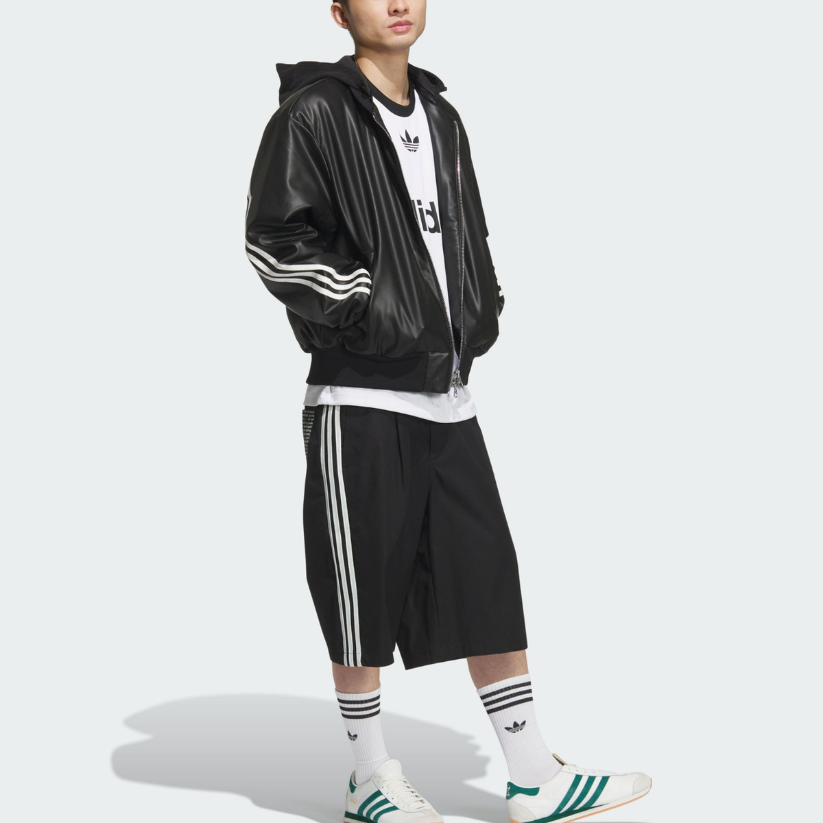adidas Originals FW24 PU Jacket Series Fashion Logo Faux Leather