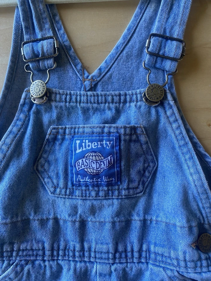 Vintage Liberty Denim Short Overalls Shortalls toddler Size 4T 90’s 80’s US Made - Image 3 of 4