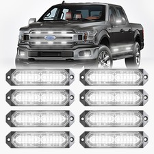 8 Pcs White Led Emergency Strobe Lights Ultra Slim Surface Mount For Trucks Cars