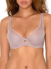 Smart & Sexy Women's Mesh Plunge T-Shirt Bra, Bark, 34DDD