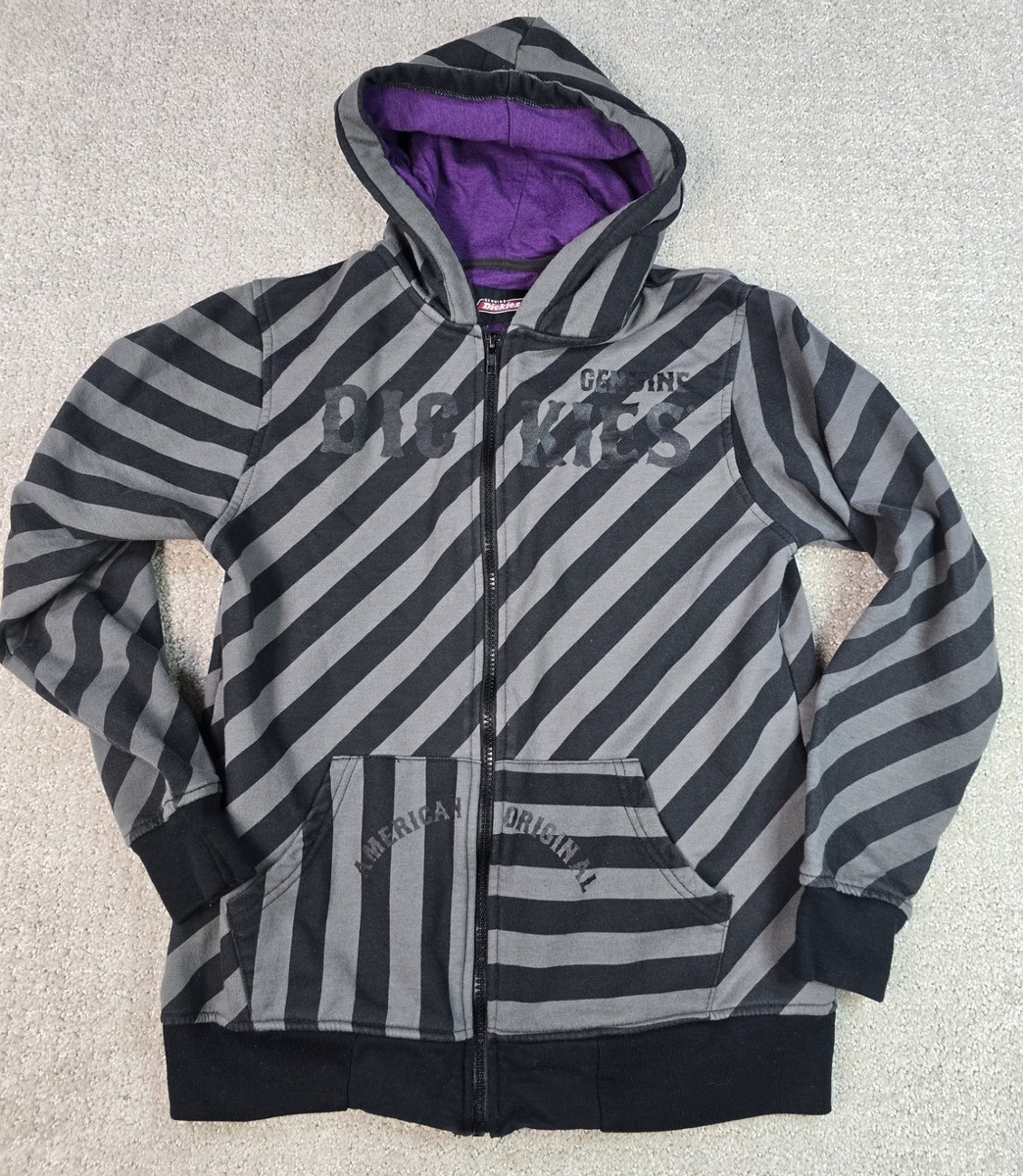 Y2K Dickies Youth XL 14 16 Striped Jacket Zip Hoodie Kids Gray
