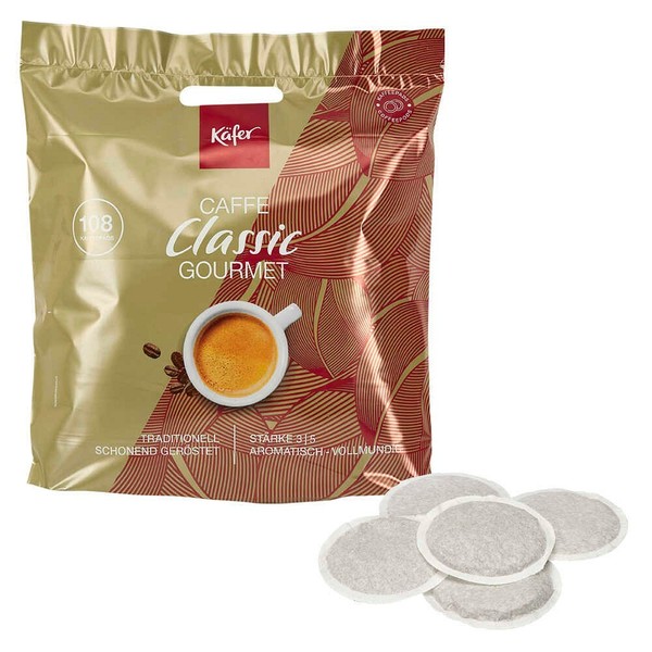 KäFer Caffè Classic Gourmet Kaffeepads, Arabica- Und Robustabohnen Mild, 108...-image