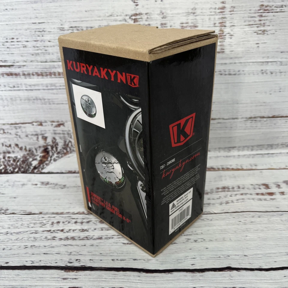 Kuryakyn Zombie Chrome LED Gas Battery Gauge H-D Dyna Road King Ect #7357 Custom - Изображение 2 из 4