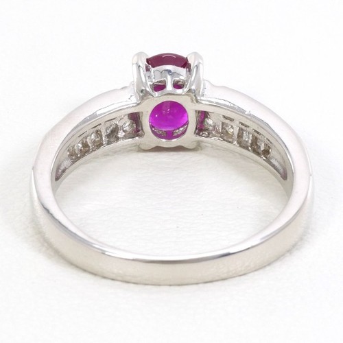 Platinum 900 ring 10.5 size Ruby 0.98 Diamond About4.4g Free shipping Used - Picture 6 of 9