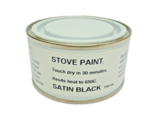 150ml Stove Paint Brush Satin Black Resists Heat 650C Wood Burner Grate Exhaust