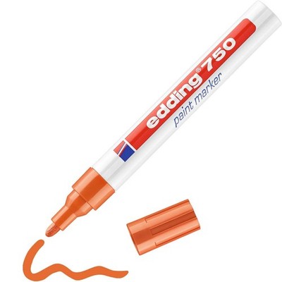 edding 750 Lackmarker - orange - 1 Stift - Rundspitze 2-4 mm - Lackstift zur Mar