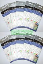 10 x Day Glow Day Lite mackerel Bass Lures feathers sea fishing 5 hook rigs
