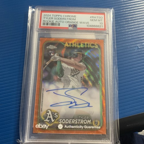 2024 Topps Chrome - Rookie Autographs Tyler Soderstrom /25 Orange Wave PSA10 - Picture 1 of 2