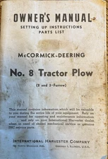 Vintage 1947 McCormick-Deering No. 8 Tractor Plow Owner's Manual