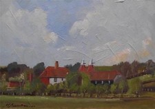 OAST HOUSES NEAR RYE Impressionist Oil Painting  MIKE SAMSON