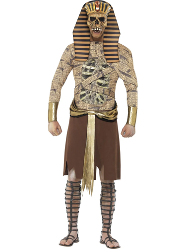 Adult Zombie Pharaoh Costume Mens Egyptian Halloween Mummy Fancy Dress M,L - Picture 3 of 6