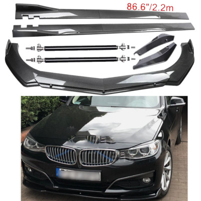 Carbon Fiber Front Bumper Lip Spoiler & Side Skirt For BMW 320i 328i 330i F30