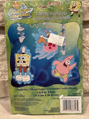 SpongeBob SquarePants Yellow Paper Party Foil Hanging Decorations Vintage 2001