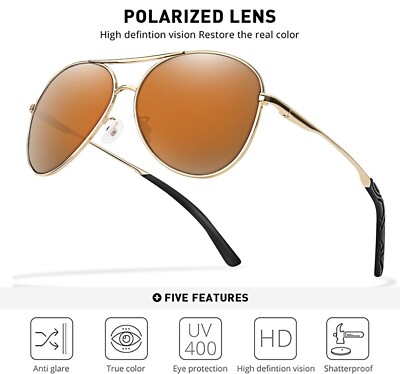 BOTPOV Aviator Sunglasses for Men Women Polarized UV400  display picture 3