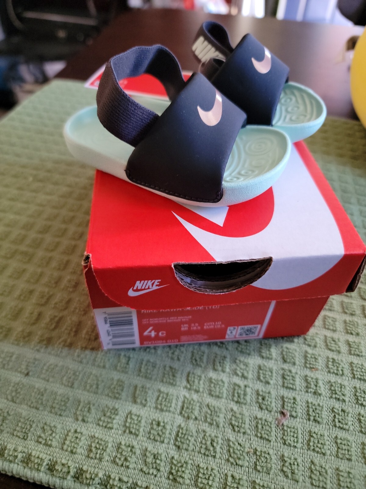 Nike Kawa Slide (TD) Toddler Shoes Sandals BV1094-010 Mint Black Toddler Size 4C-image