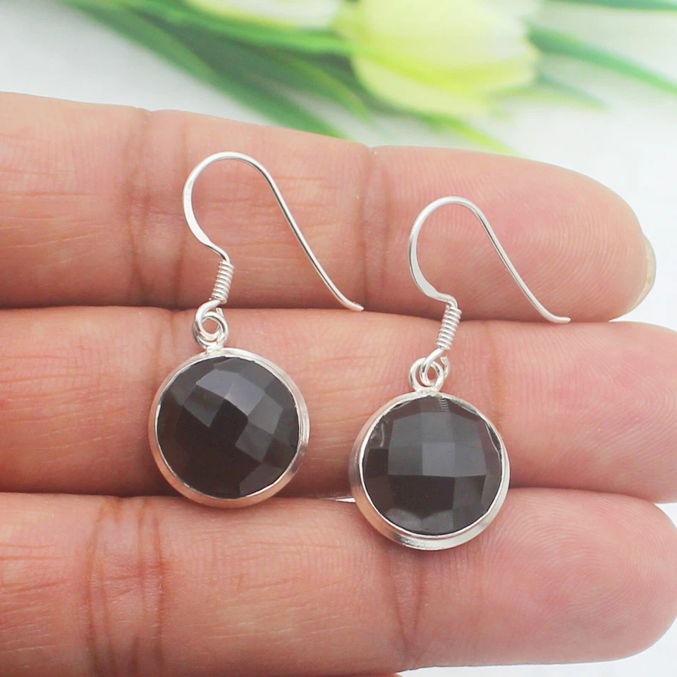 Silber Rauchige Quarz Ohrringe 925 Sterling Handmade Edelstein Schmuck Sie - Bild 4 von 4