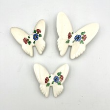 3 Vintage Ceramic Butterflies Rose Pink Lasting Products Inc Hand Painted USA