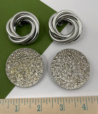 Vintage Tip Tie Rhinestone Shoe Clip Silver Tone Wreath 2 Pair Clips