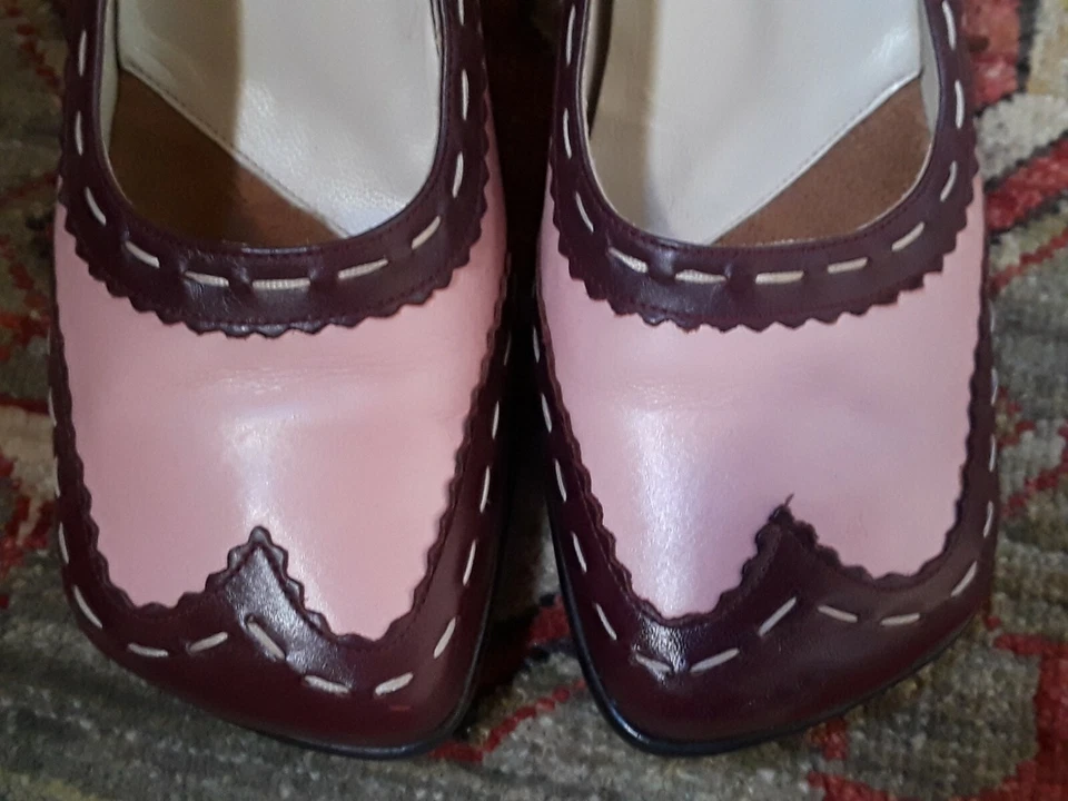 ZAPATO BOMBA JOHN FLUEVOG HI CHOICE KRISTIN 11 ESPECTADOR BROGUE CORAZÓN TACONES PUNTA DE ALA Foto 4 de 4