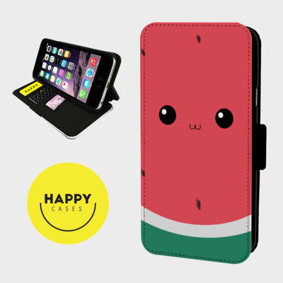 SÜSSE WASSERMELONE FRUCHT - Kunstleder Klapp Handy Hülle Cover iPhone/Samsung