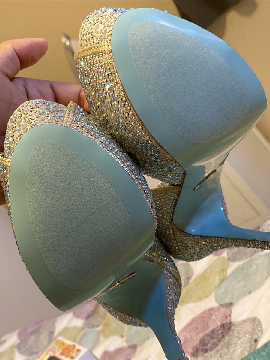 Escarpins Betsey Johnson Talons Kitten Pointus Bleu Marine à Paillettes - Taille UK 3 (EU 36)
