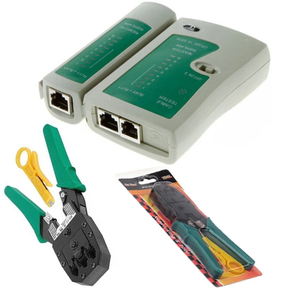 Network LAN Kit Cat5e Cat6 RJ45 RJ11 Cable Tester Cutter Crimper Crimping Tool - Image 2 of 4