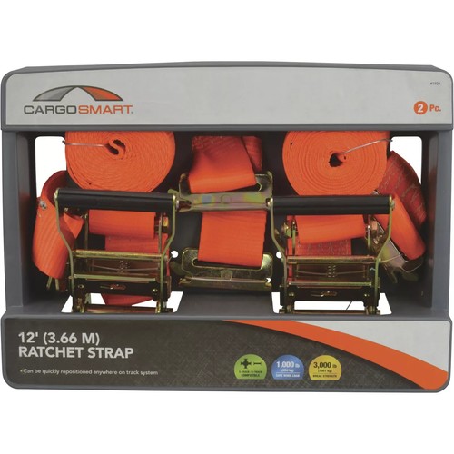 CargoSmart Ratchet Straps, 2-Pack, 2in. x 12ft., For E-Track and X-Track, - Picture 2 of 2