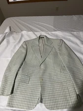 CURLEE Vtg USA 60s 70s Retro LightGreen Plaid Funky BLAZER SUIT COAT JACKET Smal