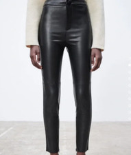 ZARA Legging Hi-Rise Faux Leather ankle zip size M- New 
