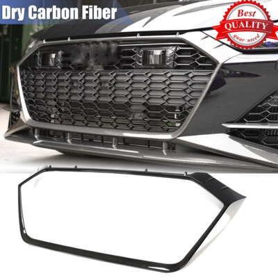 Fit For Audi RS6 RS7 C8 Avant Wagon 2019-24 Dry Carbon Front Grille Trims Frame