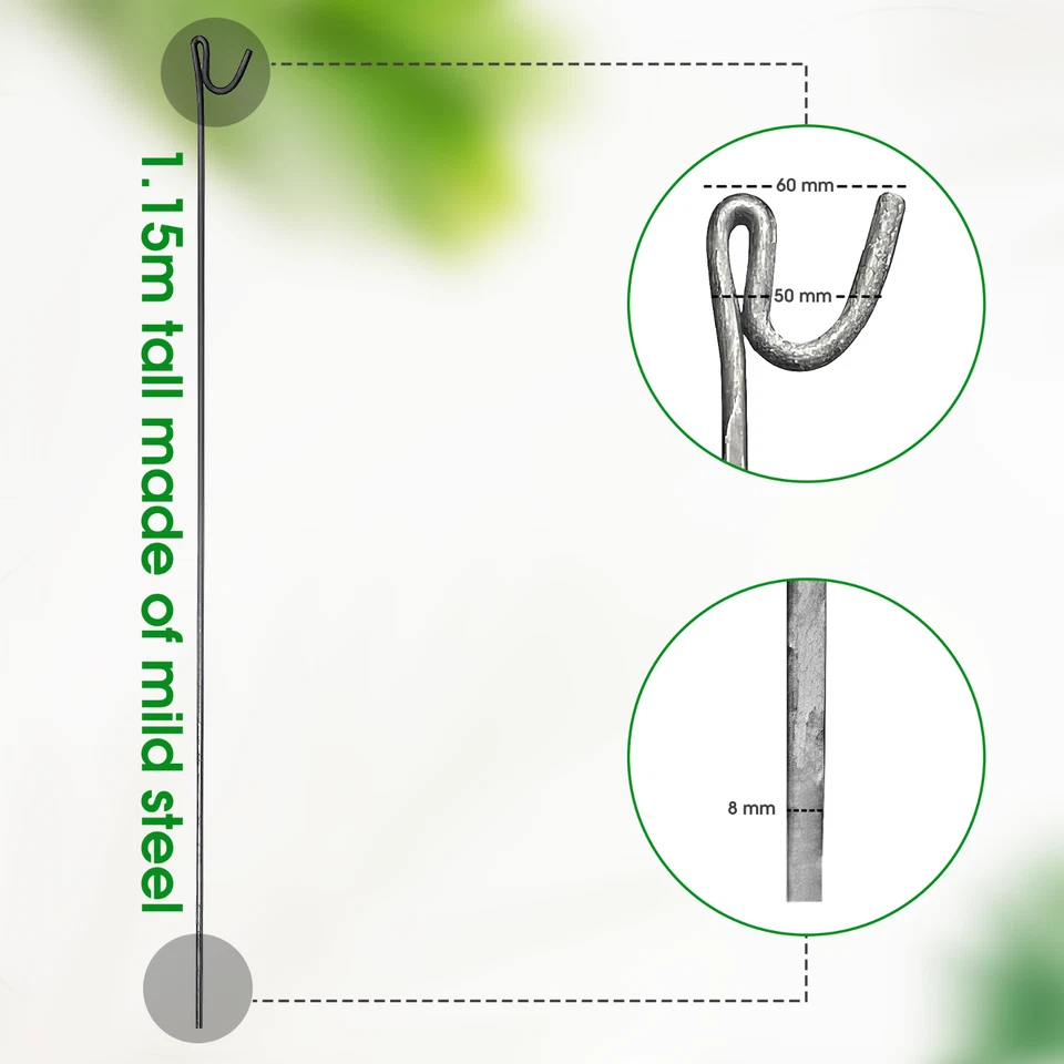 Steel Metal Barrier Fencing Fence Pins 1150mm x 8mm Non Galvanised Road Pins - Image 4 of 4