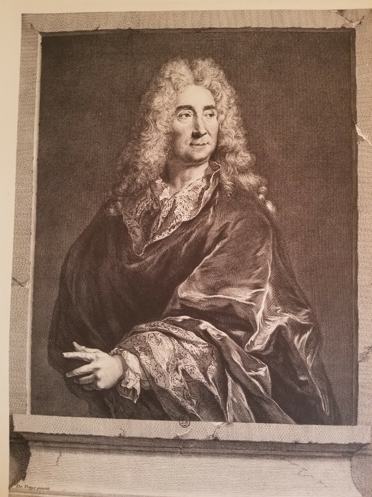 17.5" x 12.5" VTG ETCHING PRINT.PORTRAIT OF ACTOR MICHEL BOYRON BY DAULLE