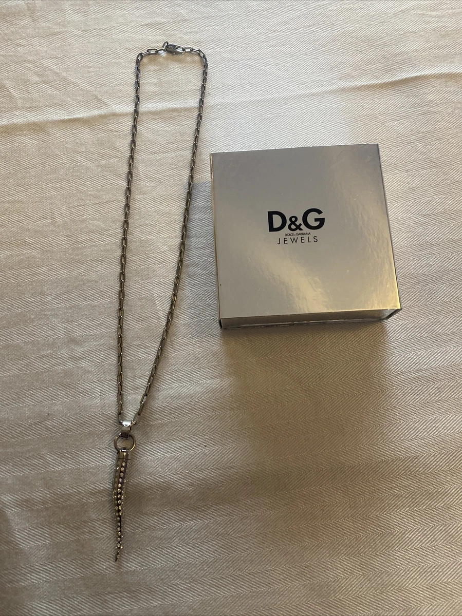 Dolce Gabbana Silver Horn Pendant Necklace eBay