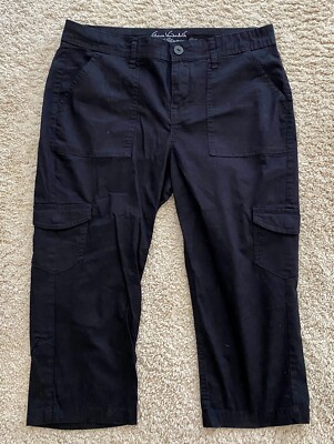 NEW Gloria Vanderbilt Petite Black Cropped Capri Pants Cotton Slimming 10P 