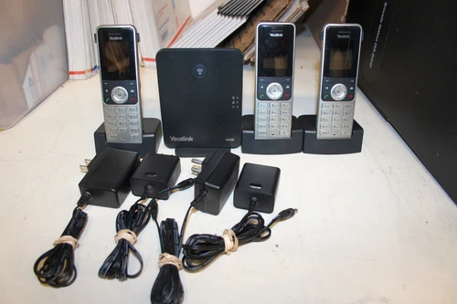 YEALINK W60B DECT IP PHONE BASE WITH (3) W53H WIRELESS HANDSET'S PHONE SYSTEM