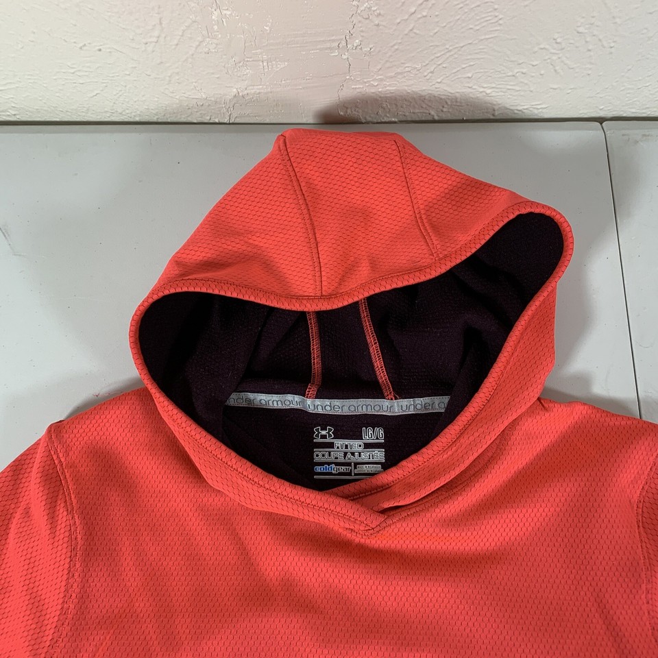 Women’s Under Armour Cold Gear Long Sleeve Fitted Hooded Shirt Sz L