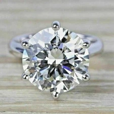 Solitaire 6 Prong Ring 5CT Round Cut GVS Lab Grown Diamond/CVD 14k White Gold