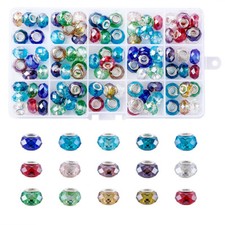1 Box Glass Rondelle European Large Hole Beads For DIY Jewelry Making 14x9mm