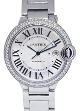Cartier Ballon Bleu 42mm Steel Diamond Bezel Automatic Watch 3001