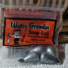 Water Gremlin #PSLD-6 Snap-Loc Dipsey Sinkers-Size 1/2-1pk of 4pcs-NEW-SHIP 24HR