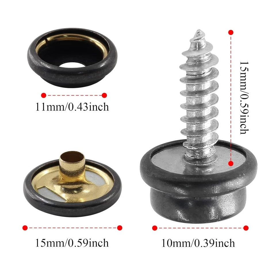 50 juegos de botones de cierre a presión con 2 herramientas para lona de barco marino Foto 2 de 4