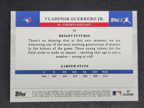 2022 TOPPS X JUAN SOTO #16 VLADIMIR GUERRERO JR. TORONTO BLUE JAYS m[U - 第 2/2 張圖片