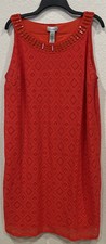 Catherines Sleeveless Orangish Red Lined Lacy Dress with Beads Size 0X 14/16