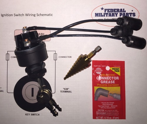 Install Kit + Black Keyed Ignition Switch Fits Humvee M998 Plug & Play H1 - Picture 4 of 11