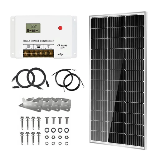 HQST 100W 12V 9BB Monocrystalline Solar Panel Kit with 30A PWM Charge Controller